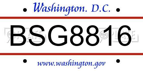 BSG8816 District Of Columbia License Plate