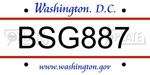 BSG887 District Of Columbia License Plate