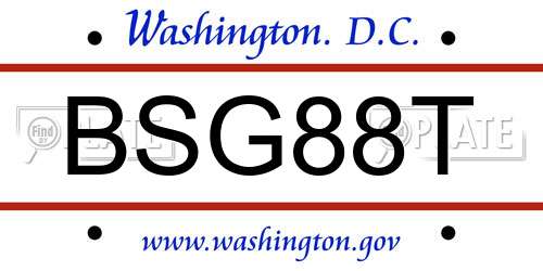 BSG88T District Of Columbia License Plate