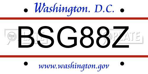 BSG88Z District Of Columbia License Plate