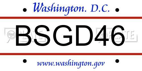 BSGD46 District Of Columbia License Plate