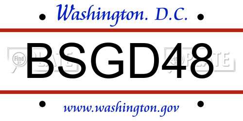 BSGD48 District Of Columbia License Plate
