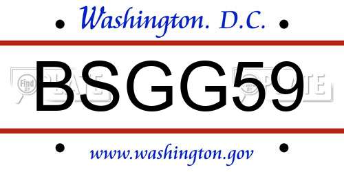BSGG59 District Of Columbia License Plate