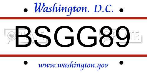 BSGG89 District Of Columbia License Plate