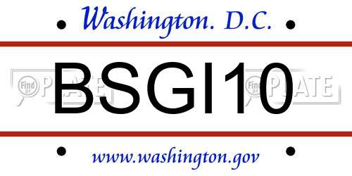 BSGI10 District Of Columbia License Plate