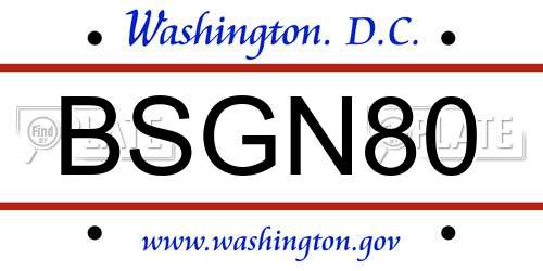 BSGN80 District Of Columbia License Plate