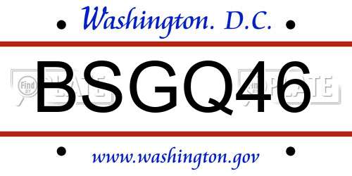 BSGQ46 District Of Columbia License Plate