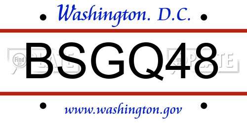 BSGQ48 District Of Columbia License Plate