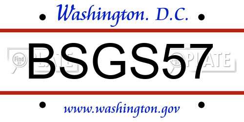 BSGS57 District Of Columbia License Plate