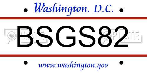BSGS82 District Of Columbia License Plate