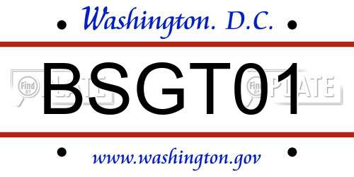 BSGT01 District Of Columbia License Plate
