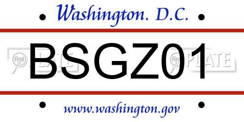 BSGZ01 District Of Columbia License Plate
