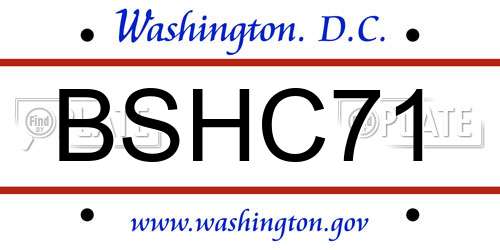 BSHC71 District Of Columbia License Plate