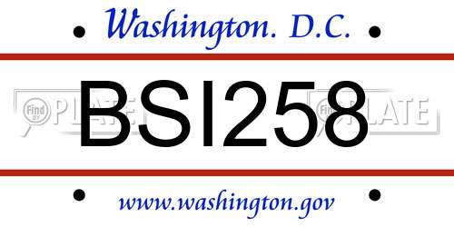 BSI258 District Of Columbia License Plate
