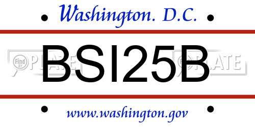 BSI25B District Of Columbia License Plate