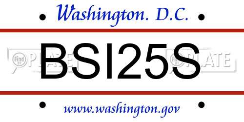 BSI25S District Of Columbia License Plate