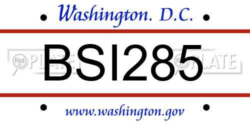 BSI285 District Of Columbia License Plate