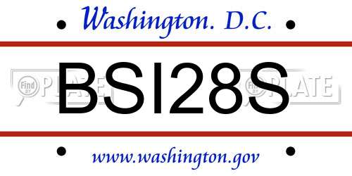 BSI28S District Of Columbia License Plate