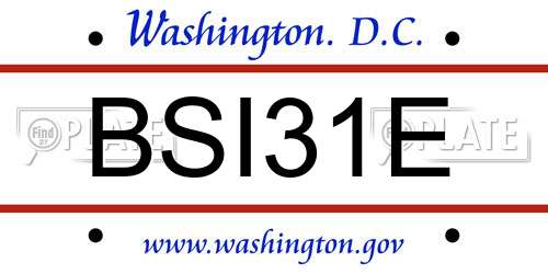 BSI31E District Of Columbia License Plate