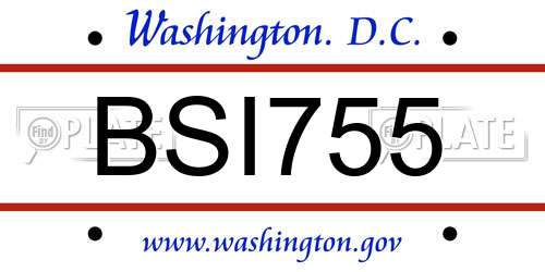BSI755 District Of Columbia License Plate