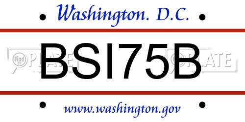 BSI75B District Of Columbia License Plate