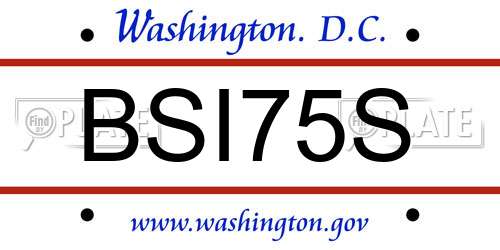 BSI75S District Of Columbia License Plate