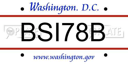 BSI78B District Of Columbia License Plate