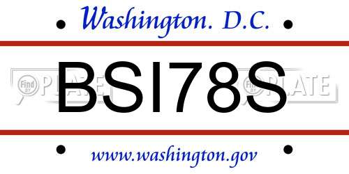 BSI78S District Of Columbia License Plate