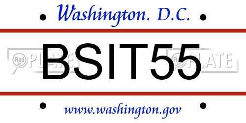 BSIT55 District Of Columbia License Plate