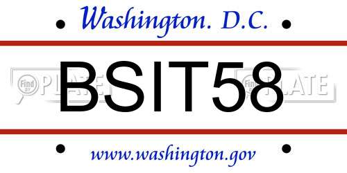 BSIT58 District Of Columbia License Plate