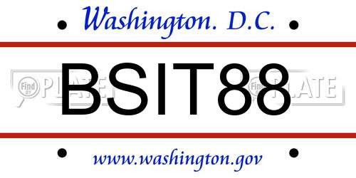 BSIT88 District Of Columbia License Plate