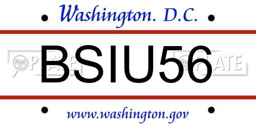 BSIU56 District Of Columbia License Plate