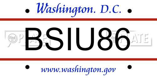 BSIU86 District Of Columbia License Plate