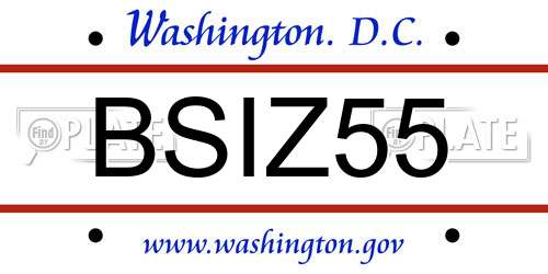 BSIZ55 District Of Columbia License Plate