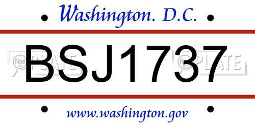 BSJ1737 District Of Columbia License Plate