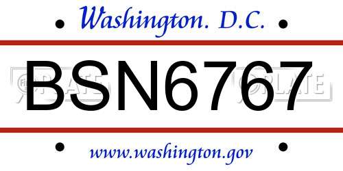 BSN6767 District Of Columbia License Plate