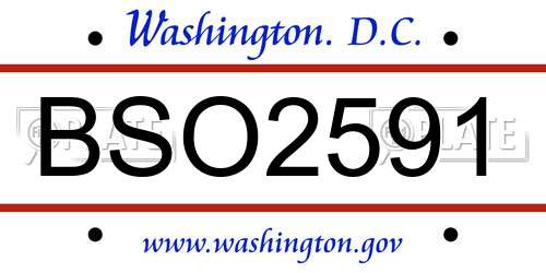BSO2591 District Of Columbia License Plate