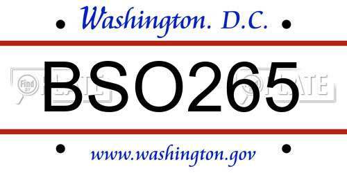 BSO265 District Of Columbia License Plate