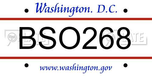 BSO268 District Of Columbia License Plate