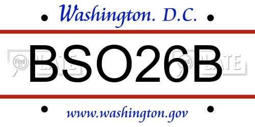 BSO26B District Of Columbia License Plate