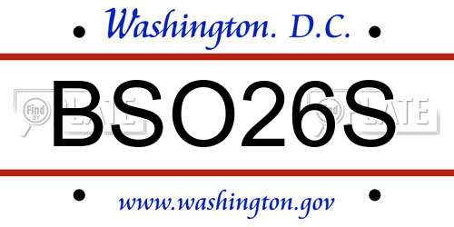 BSO26S District Of Columbia License Plate