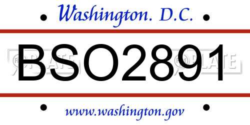 BSO2891 District Of Columbia License Plate
