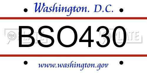 BSO430 District Of Columbia License Plate