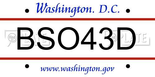 BSO43D District Of Columbia License Plate