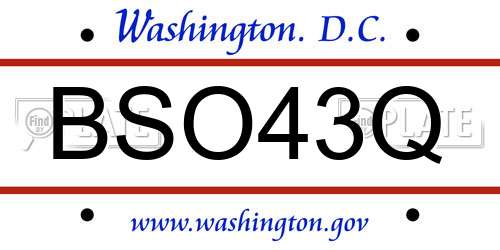 BSO43Q District Of Columbia License Plate