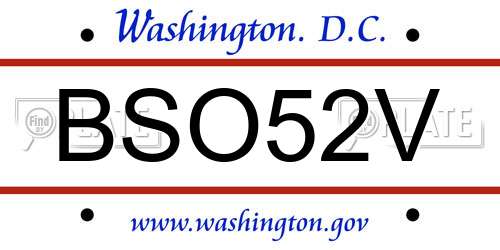 BSO52V District Of Columbia License Plate