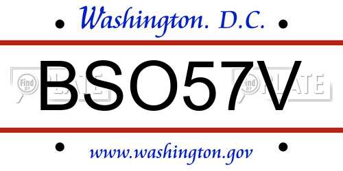 BSO57V District Of Columbia License Plate