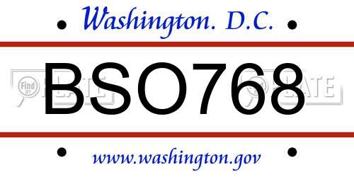 BSO768 District Of Columbia License Plate