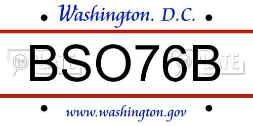 BSO76B District Of Columbia License Plate