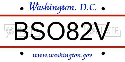 BSO82V District Of Columbia License Plate